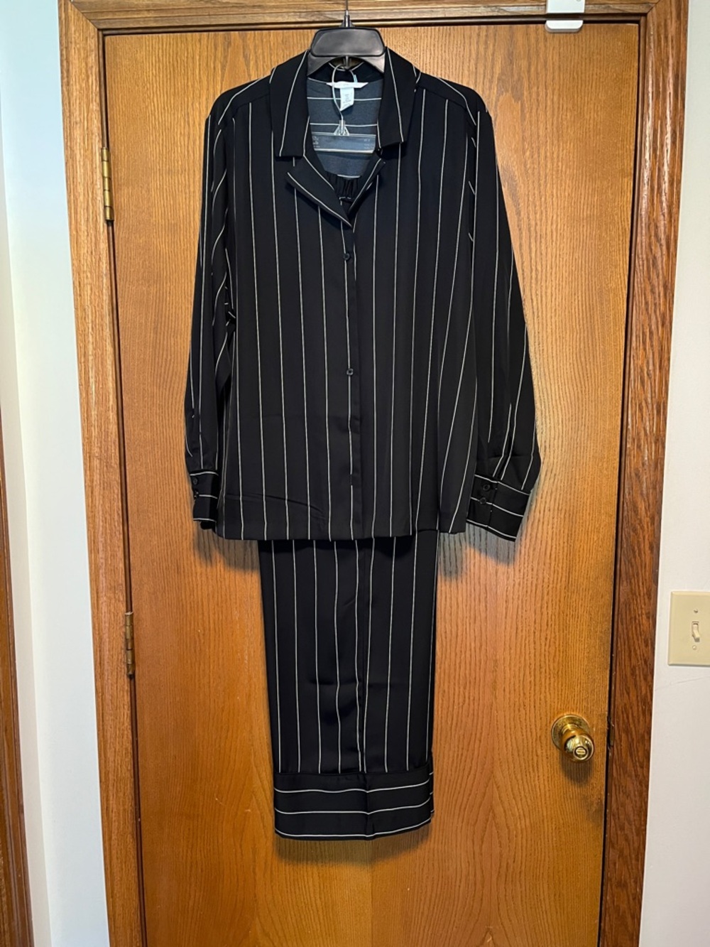 H&M Black Pinstripe Two Piece Pant Set